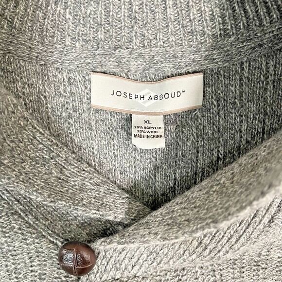 Joseph Abboud Sweater Mens XLarge Grey Wool Acrylic Shawl Collar Button Pullover - Picture 3 of 11